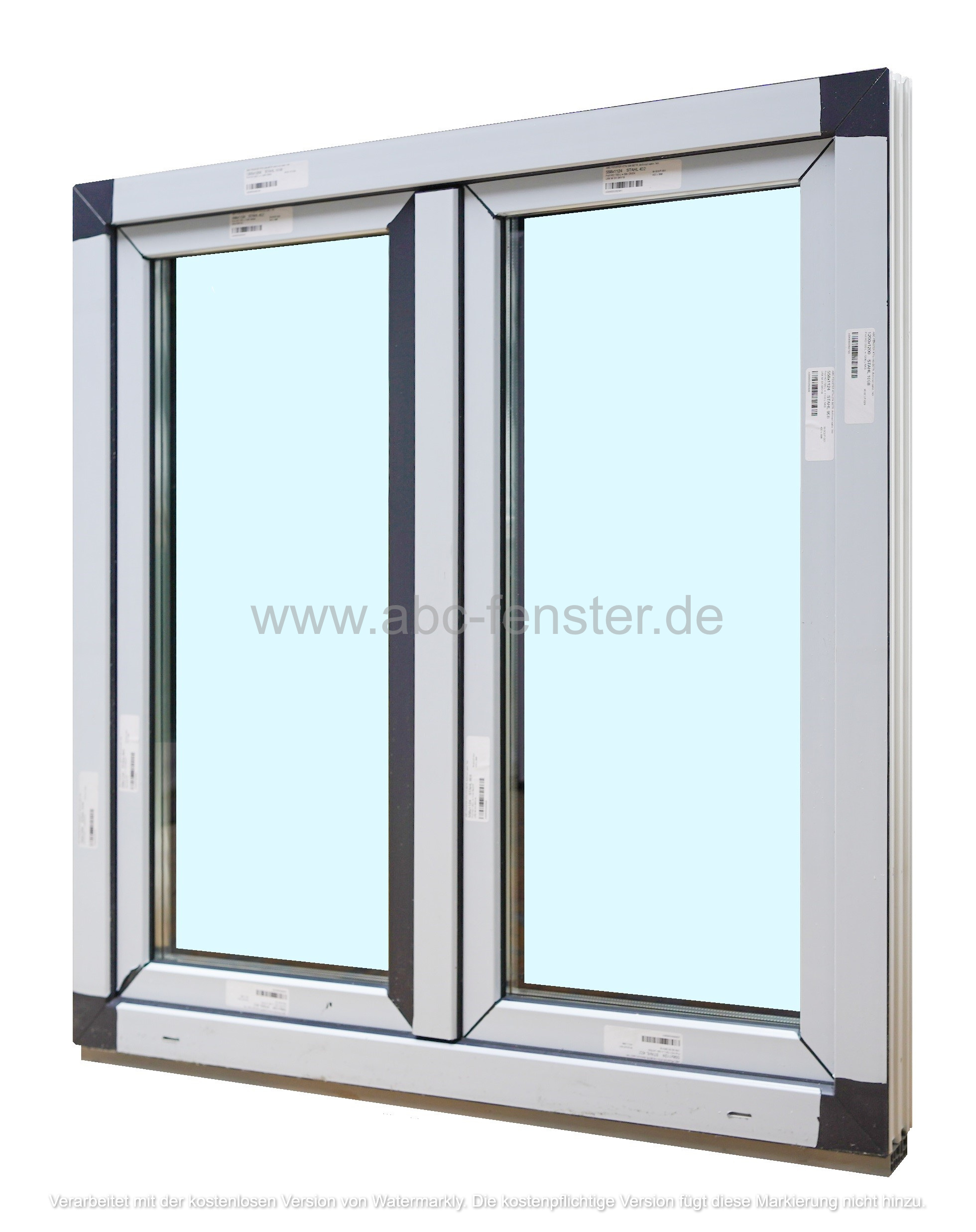 Kunststofffenster 100x120 cm (b x h), Aussendekor anthrazit und innen weiß, 2-flügelig, 3-fach Verglasung – Bild 2