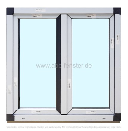 Kunststofffenster 100x120 cm (b x h), Aussendekor anthrazit und innen weiß, 2-flügelig, 3-fach Verglasung
