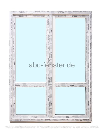 Kunststoffbalkontür 150 cm breit x 200 cm hoch, 2-flügelig, (weiß), 3-fach Verglasung