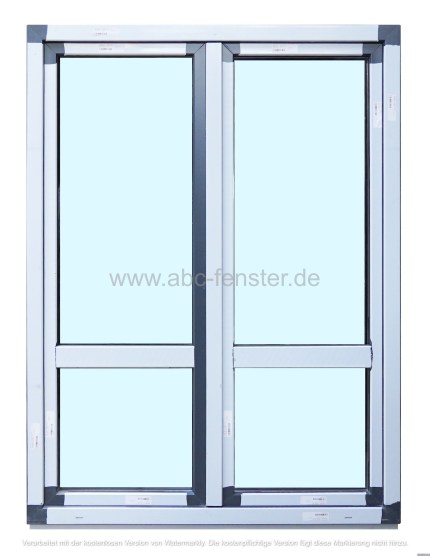 Kunststoffbalkontür 150 cm breit x 200 cm hoch, 2-flügelig, (Aussendekor anthrazit und innen weiß), 3-fach Verglasung