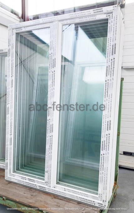 Kunststoffbalkontür 150 cm breit x 220 cm hoch, 2-flügelig, (weiß), 3-fach Verglasung