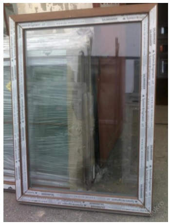 Kunststofffenster Salamander 110x150 cm (b x h), Aussendekor eiche gold und innen weiß, 3-fach Verglasung – Bild 2