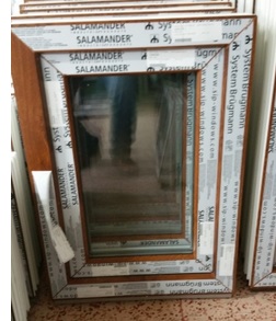 Kunststofffenster Salamander 50x70 cm (b x h), Aussendekor eiche gold und innen weiß, 3-fach Verglasung – Bild 2