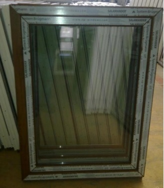 Kunststofffenster Salamander 90x120 cm (b x h), Aussendekor eiche gold und innen weiß, 3-fach Verglasung – Bild 2