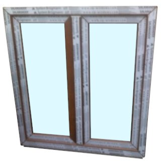 Kunststofffenster 100x110 cm (b x h), Aussendekor eiche gold und innen weiß, 2-flügelig, 3-fach Verglasung