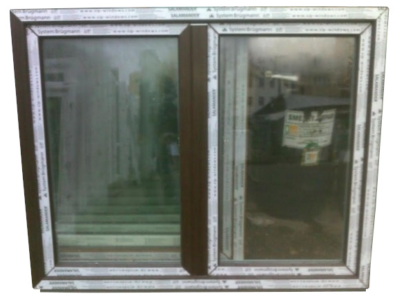 Kunststofffenster 150x120 cm (b x h), Aussendekor mooreiche und innen weiß, 2-flügelig, 3-fach Verglasung – Bild 2
