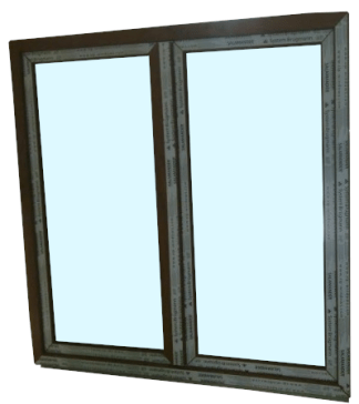 Kunststofffenster 150x150 cm (b x h), Aussendekor eiche gold und innen weiß, 2-flügelig, 3-fach Verglasung