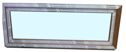 Kunststofffenster Salamander 150x60 cm (b x h), Aussendekor eiche gold und innen weiß, 3-fach Verglasung