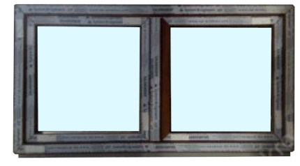 Kunststofffenster 150x80 cm (b x h), Aussendekor eiche gold und innen weiß, 2-flügelig, 3-fach Verglasung