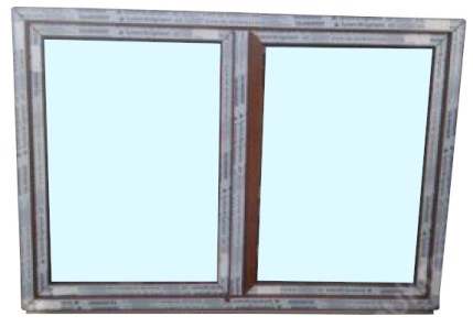 Kunststofffenster 175x120 cm (b x h), Aussendekor eiche gold und innen weiß, 2-flügelig, 3-fach Verglasung