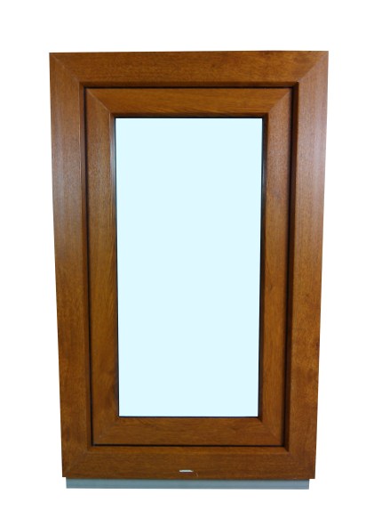 Kunststofffenster Salamander 50x80 cm (b x h), Aussendekor eiche gold und innen weiß, 3-fach Verglasung