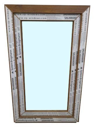 Kunststofffenster Salamander 60x100 cm (b x h), Aussendekor eiche gold und innen weiß, 3-fach Verglasung