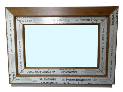Kunststofffenster Salamander 70x50 cm (b x h), Aussendekor eiche gold und innen weiß, 3-fach Verglasung