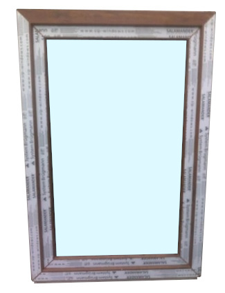 Kunststofffenster Salamander 80x120 cm (b x h), Aussendekor eiche gold und innen weiß, 3-fach Verglasung