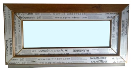 Kunststofffenster Salamander 80x40 cm (b x h), Aussendekor eiche gold und innen weiß, 3-fach Verglasung