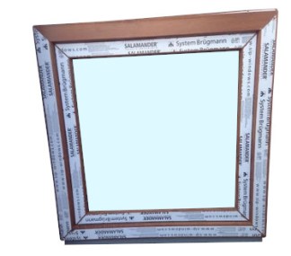 Kunststofffenster Salamander 80x80 cm (b x h), Aussendekor eiche gold und innen weiß, 3-fach Verglasung