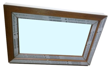 Kunststofffenster Salamander 90x60 cm (b x h), Aussendekor eiche gold und innen weiß, 3-fach Verglasung