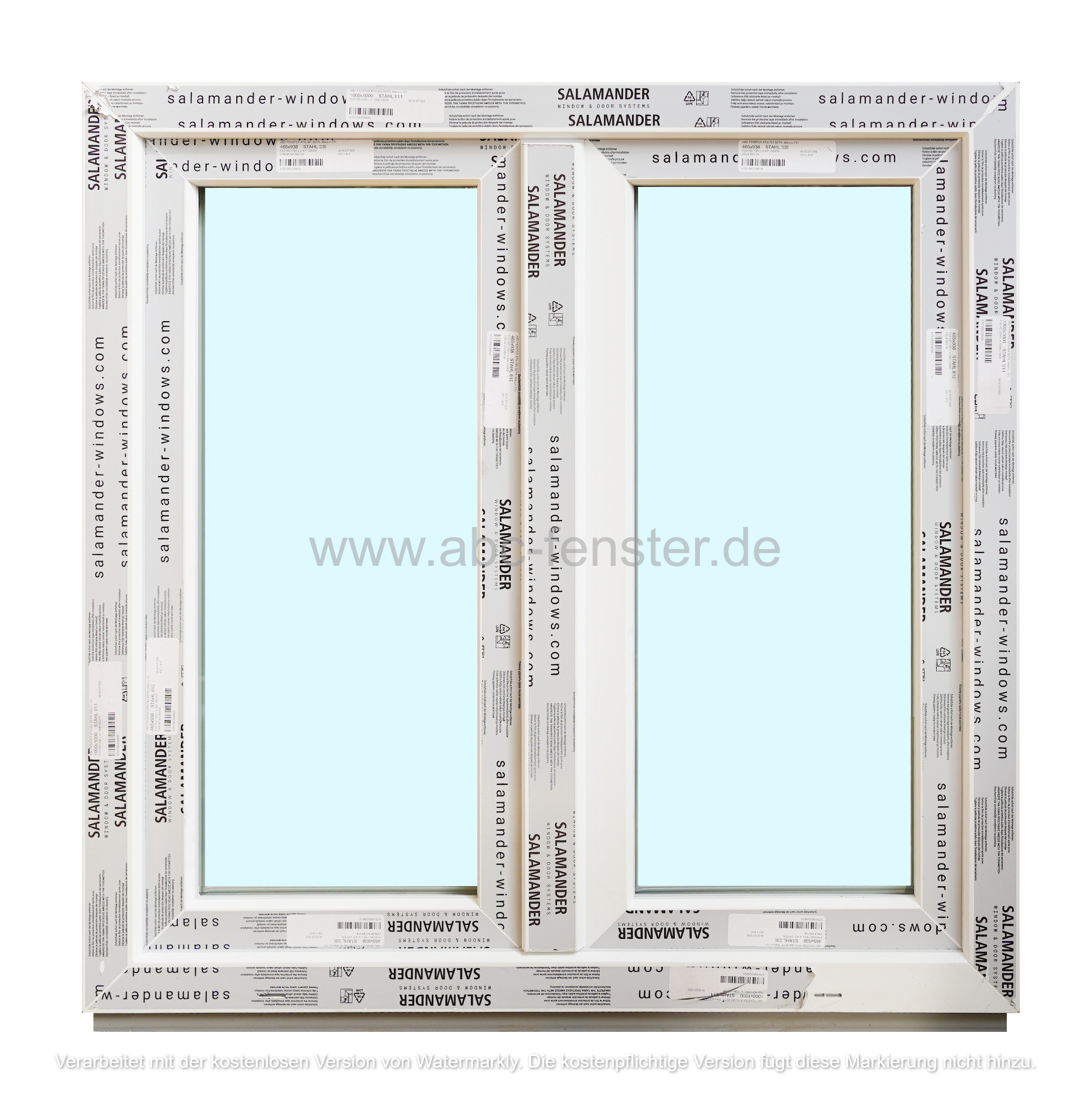 Kunststofffenster 100x100 cm (b x h), weiß, 2-flügelig, 3-fach Verglasung