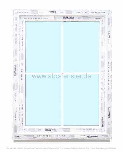 Kunststofffenster Salamander 90x120 cm (b x h), weiß, mit innenliegender Kreuzsprosse, 3-fach Verglasung