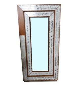 Kunststofffenster Salamander 40x80 cm (b x h), Aussendekor Eiche Gold und innen weiß, 3-fach Verglasung